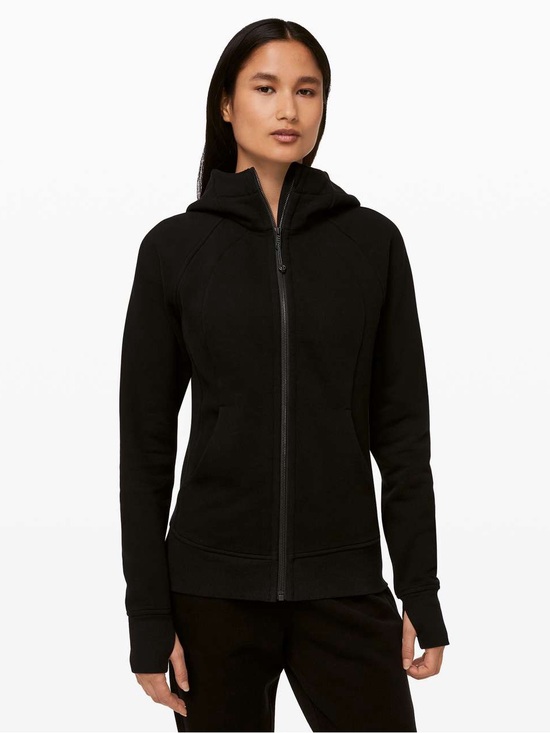 lululemon athletica Tops - Lululemon Scuba Hoodie Light Cotton Fleece in Black Size 6 Activewear Zip Up